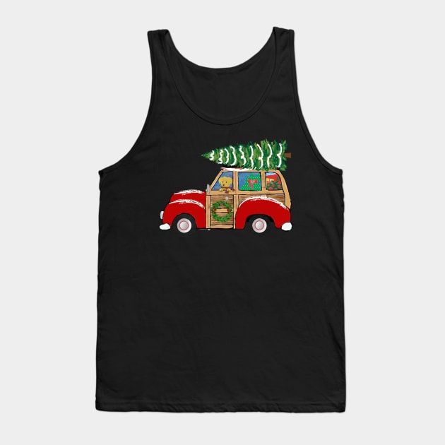 Christmas Woody Wagon- Bringing Home the Xmas Tree Tank Top by emrdesigns